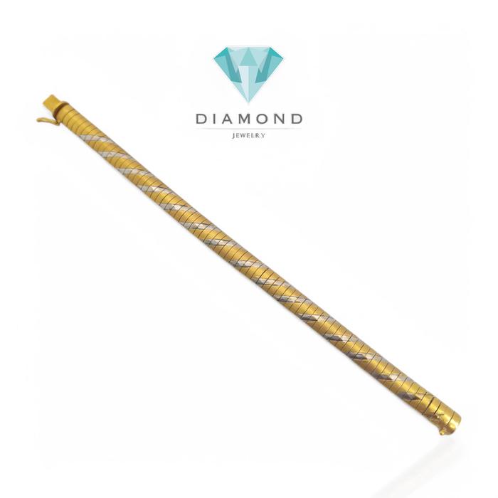 Gelang Emas Kombinasi Italy Stripe 23K-Diamond Jewelry-77GMS19WP-HT