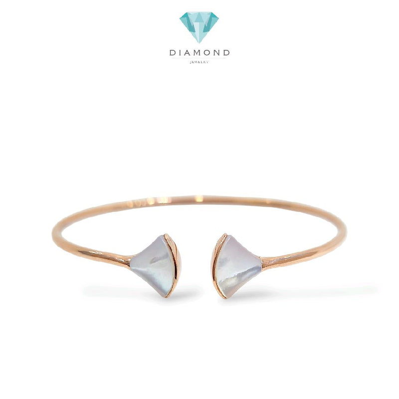 Mother Of Pearl Gold Bangle 17K / Gelang Mop 17K / Diamond Jewelry / 473GMS463LS