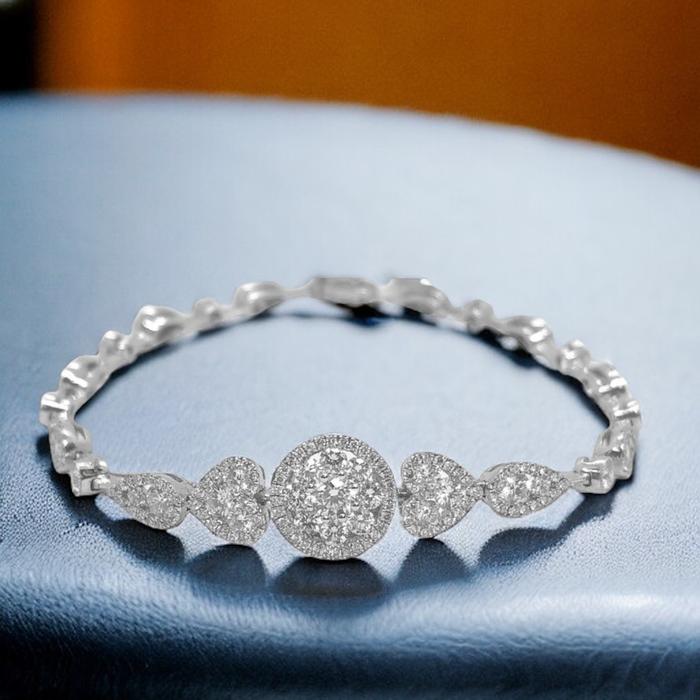 Diamond Pave Bracelet Lotus 18k white gold-Diamond Jewelry
