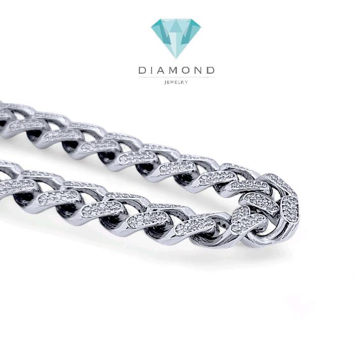 Cuban Diamond Bracelet 18K / Gelang Berlian Sisik Naga 18K / Diamond Jewelry-1GB2747SDNEW-HT