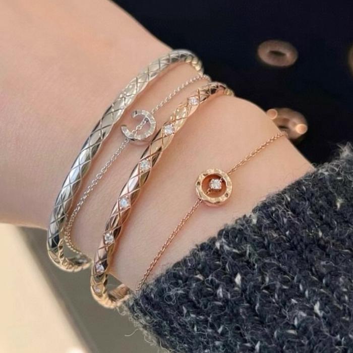 Quilt diamond bangle white gold 18k/gelang quilt emas putih  -Diamond Jewelry