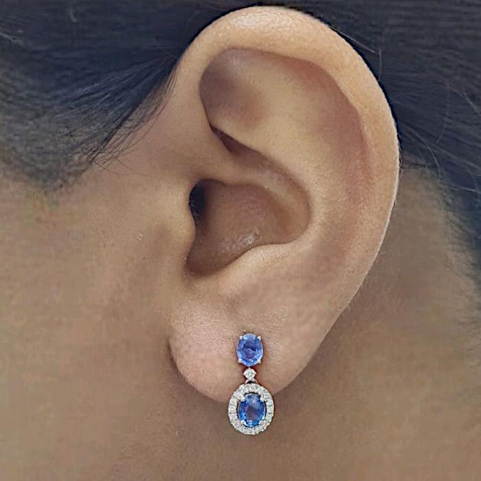 Blue Sapphire Diamond Earring 18K / Diamond Jewelry-401BA2395SD-HT