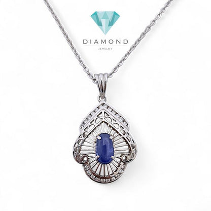 Liontin Blue Sapphirw With Diamond 18K / Diamond Jewelry