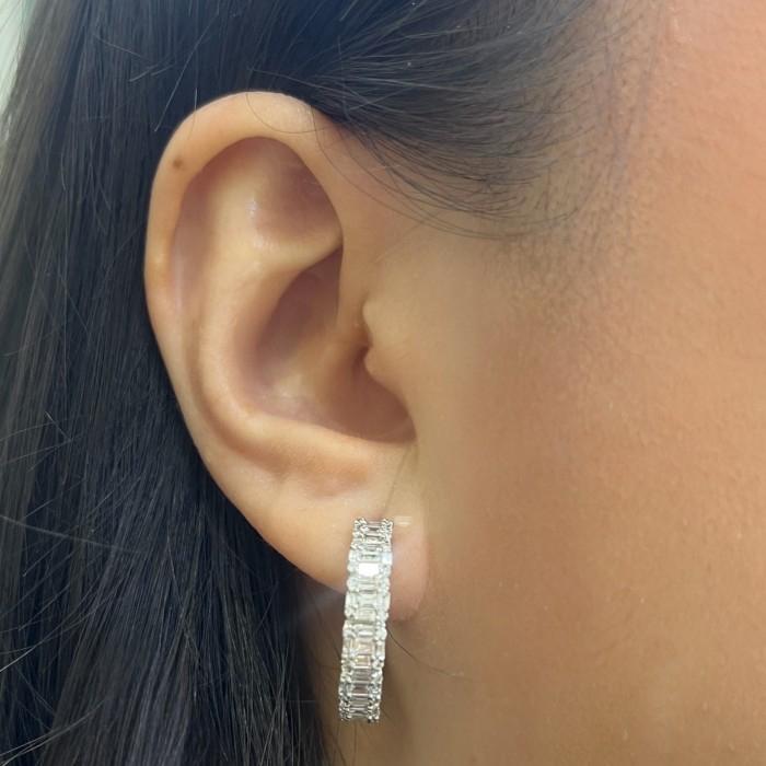 Baguette diamond hoop earring 18k/anting hoop berlian baguette/anting berlian clara baguette-Diamond Jewelry