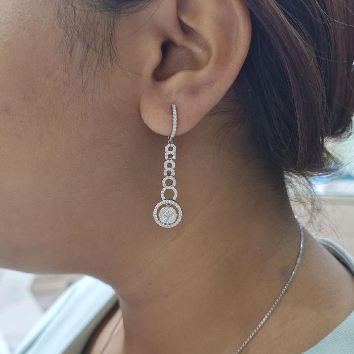 Earring spiral esperansa diamond 18k white gold-Diamond Jewelry