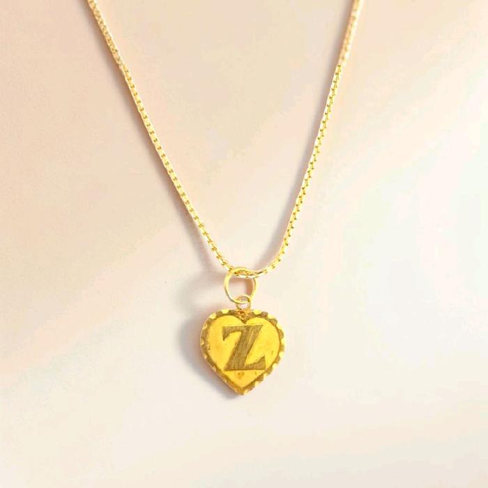 Gold Heart Pendants Letter Z 23K / Liontin Hati Emas Huruf Z 23K / Diamond Jewelry / 236LMSWP1