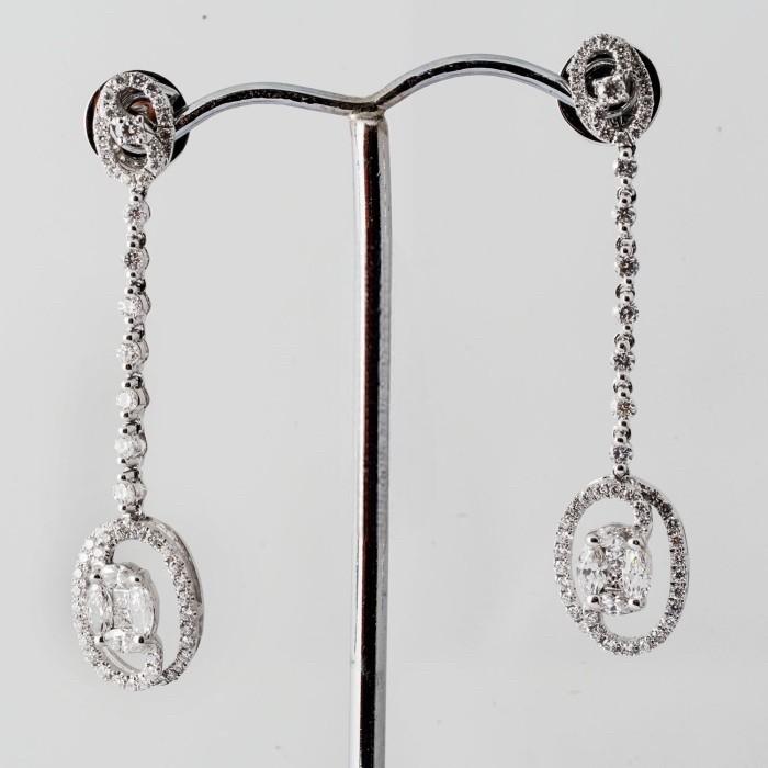 Long earring esperansa diamond 18k white gold-Diamond Jewelry