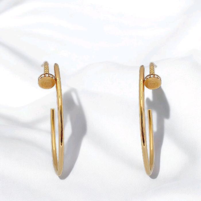 Hoop nail earring Diamond Earring 18K/Diamond Jewelry/ Anting hoop paku emas berlian juste