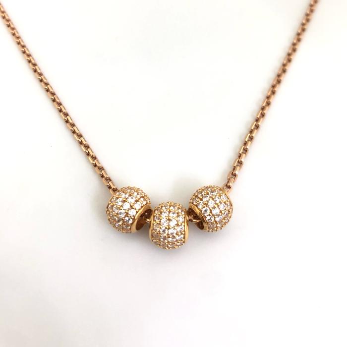 Kalung Liontin emas 18k Disco Ball- bola keistal Diamond Jewelry