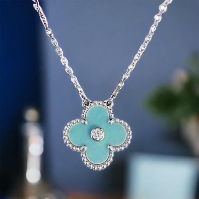 Holiday Clover Vintage Green Malachite With Diamond 18K Gold/Kalung Berlain Fashion Diamond Jewelry-64KBD68000AB-HT
