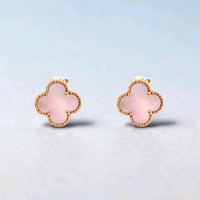 Vintage Alhambra Pink Mop Earrings 18K / Diamond Jewelry / 109ABD840O0AB