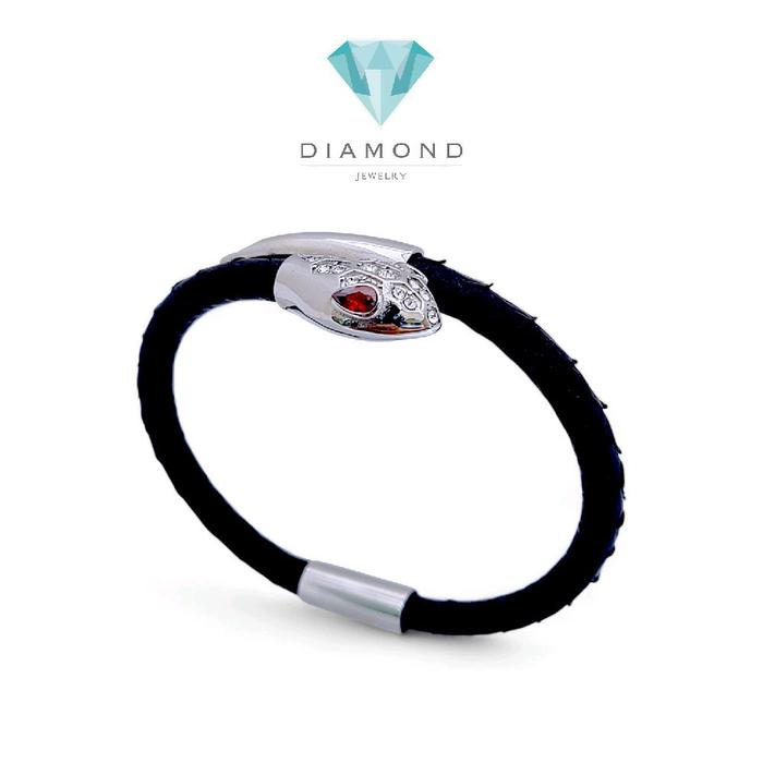 Ulo Serpenti Diamond leather Bracelet 18K / Gelang Berlian Ulo Serpenti 18K / Diamond Jewelry 1GBD15LSNEW - Gold-(SAMPLE-HT)