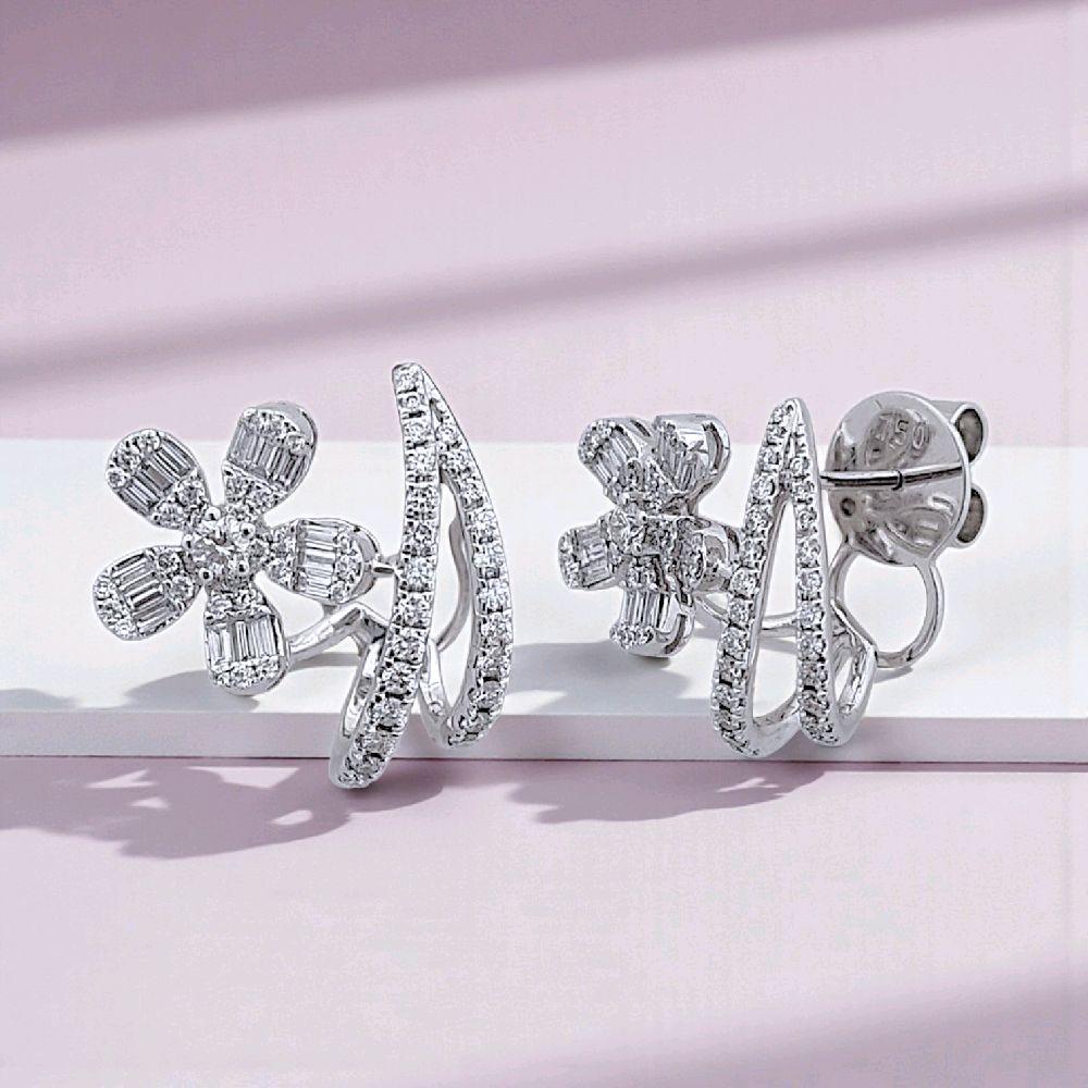 Flower Diamond Earring 18K / Anting Bunga Berlian 18K / Diamond Jewelry 396AB9100VIONLS -HT