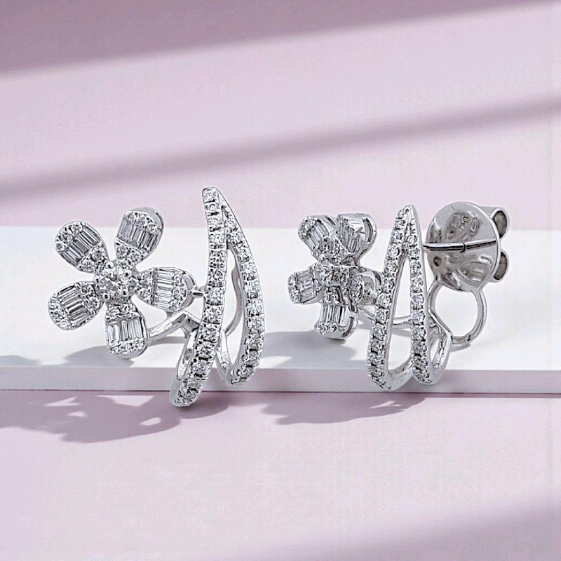 Flower Diamond Earring 18K / Anting Bunga Berlian 18K / Diamond Jewelry 396AB9100VIONLS -HT