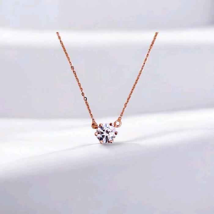 Solitaire Gold Necklace 17K / Kalung Emas Solitaire 17K / Diamond Jewelry / 454KMS184LS