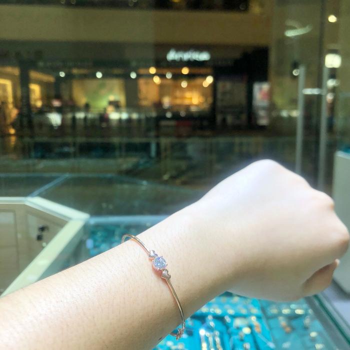 Heart double bangle 18k rose gold-Diamond Jewelry