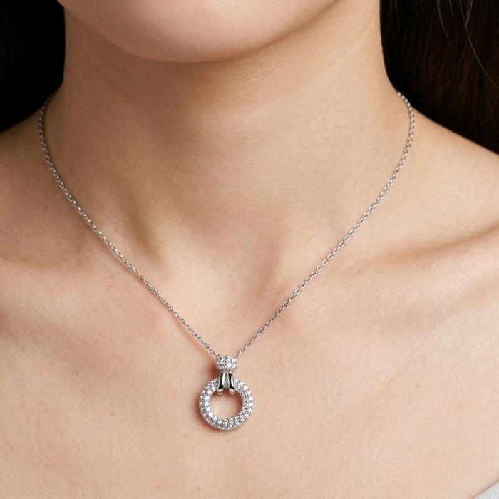 White Gold Circular Necklace 17K / Kalung Bundar Emas Putih 17K / Diamond Jewelry / 455KMS269LS