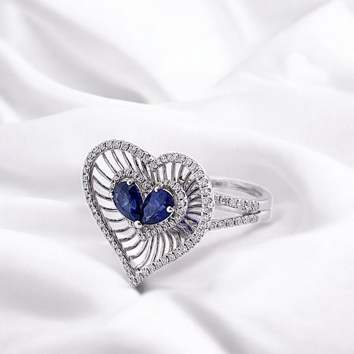 Love Sapphire Diamond Ring 18K / Diamond Jewelry