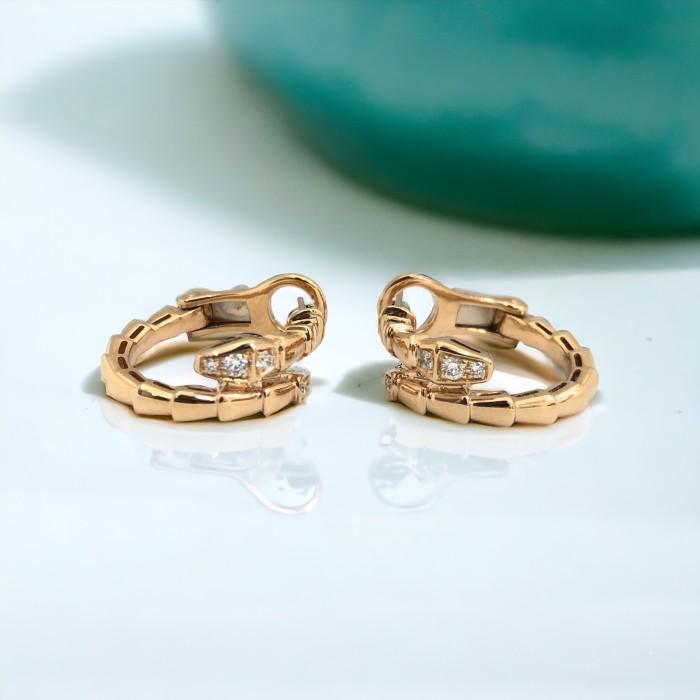 Ulo diamond earring hoop 18k rose gold serpent-Diamond jewelry