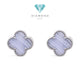 Clover vintage Chalcedony Earring 18K / Diamond Jewelry