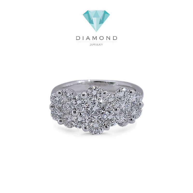 Tri Flower Diamond Ring 18K / Cincin Berlian Tiga Bunga 18K / Diamond Jewelry 373CB17300KVLS -HT