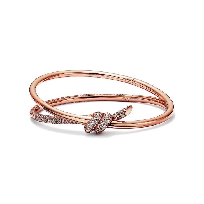 T1 Double Knot Bangle Diamond 18K Gold Bangle Diamond Jewelry-397GBD22300LS-HT