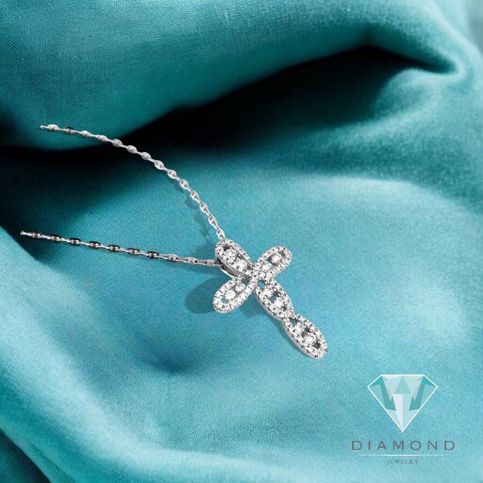 Diamond pendant necklace cross/ Liontin Berlian Salib kecil 18K Diamond Jewelry