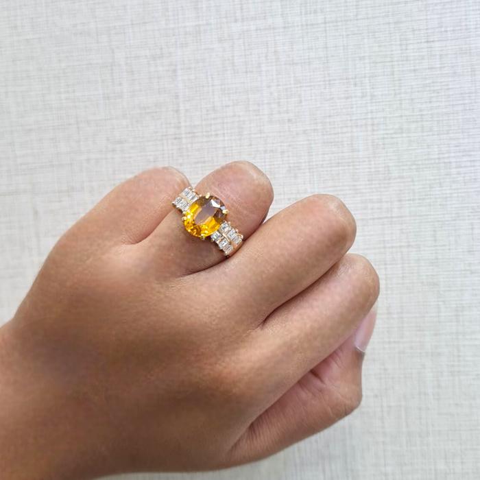 Yellow citrin Diamond Ring 18K / Diamond Jewelry