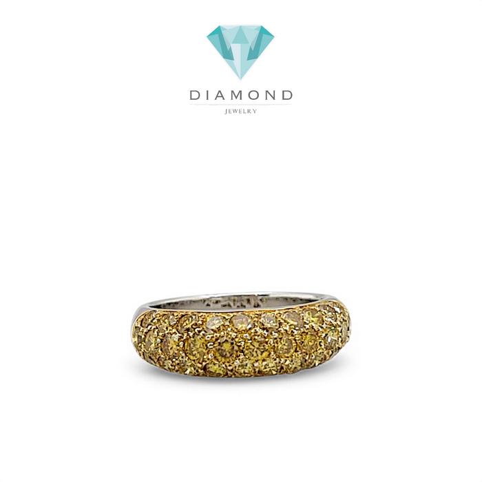 Yellow Diamond thick.tennis pave Ring 18K / Diamond Jewelry