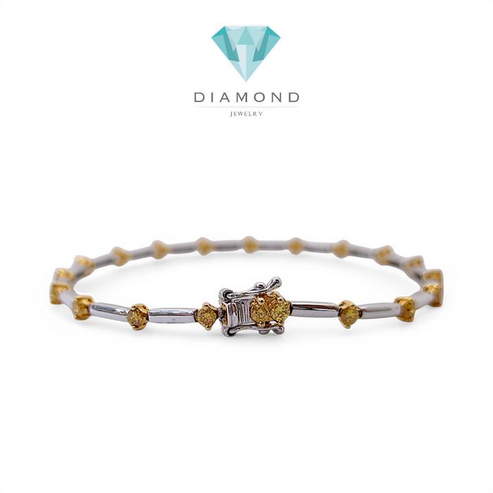 Diamond Bracelet Yellow Diamond tennis 18k white gold-Diamond Jewelry