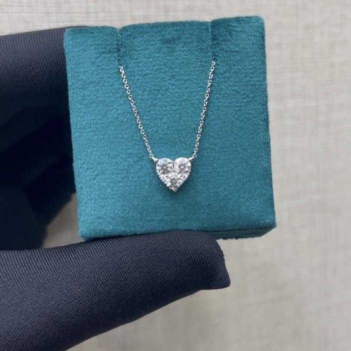 Heart Diamond necklace 18k white gold-Diamond Jewelry