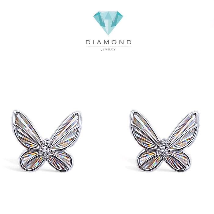 Butterfly Diamond Rainbow Sparkle Earring 18Kb/ Diamond Jewelry