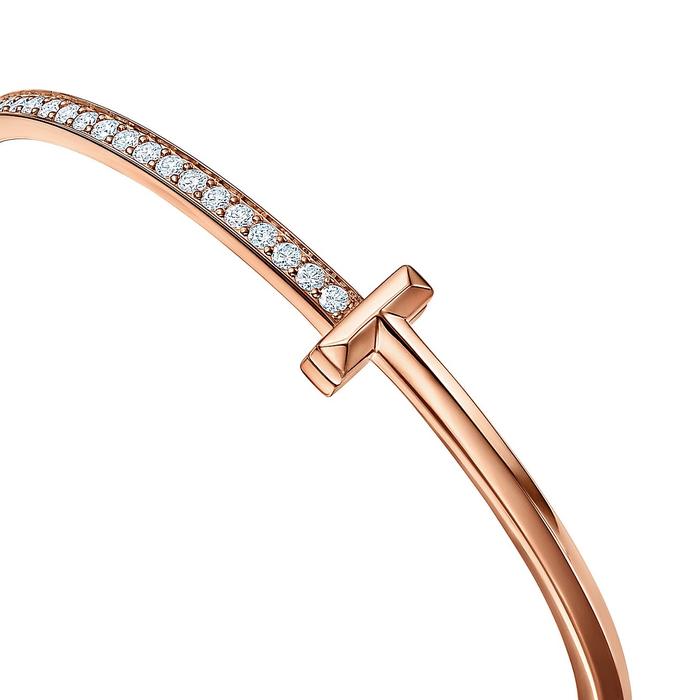 T bangle Diamond and 18 K rose gold- Diamond Jewelry-