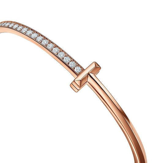 T bangle Diamond and 18 K rose gold- Diamond Jewelry-