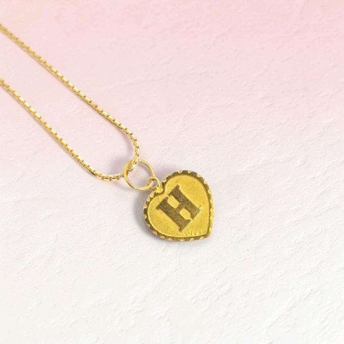 Gold heart pendant letter H 23K / Liontin Hati Emas Huruf H 23K / Diamond Jewelry / 238LMSWP1