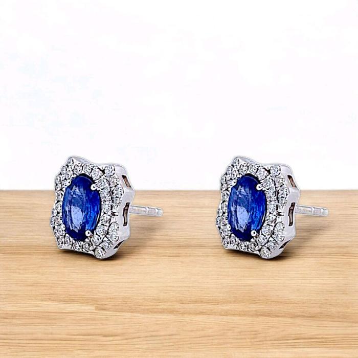 Blue Sapphire Diamond Earring 18K / Diamond Jewelry