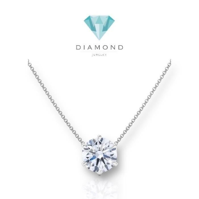 Diamond 6 Prong Solitaire Necklace Lab Grown 18k-Elsy Jewelry