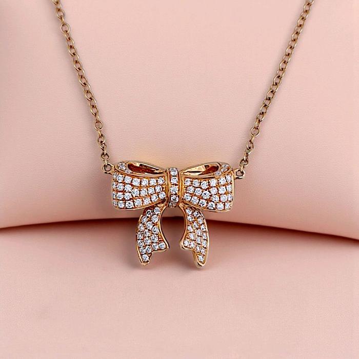 Ribbon Diamond Necklace 18K / Kalung Pita Berlian 18K / Diamond Jewelry 111KBD56200AB-HT
