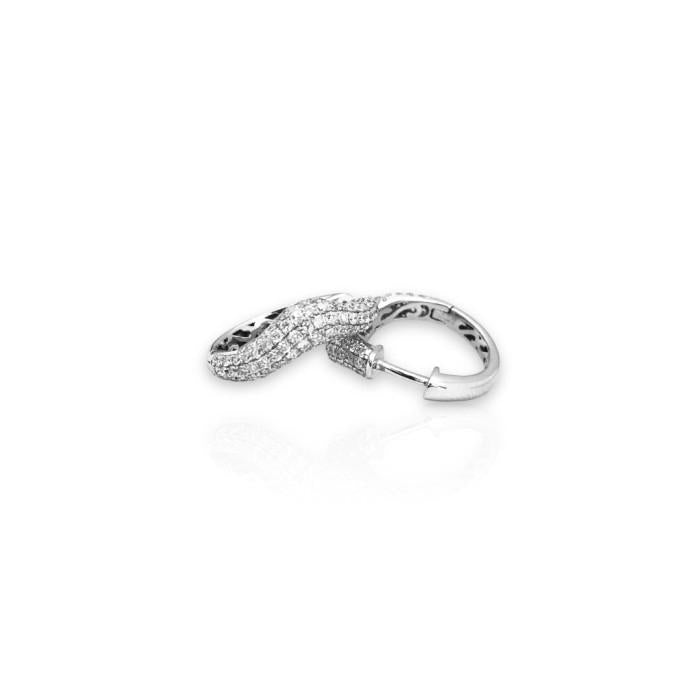 Diamond hoop earring 18k zigzag-Diamond Jewelry