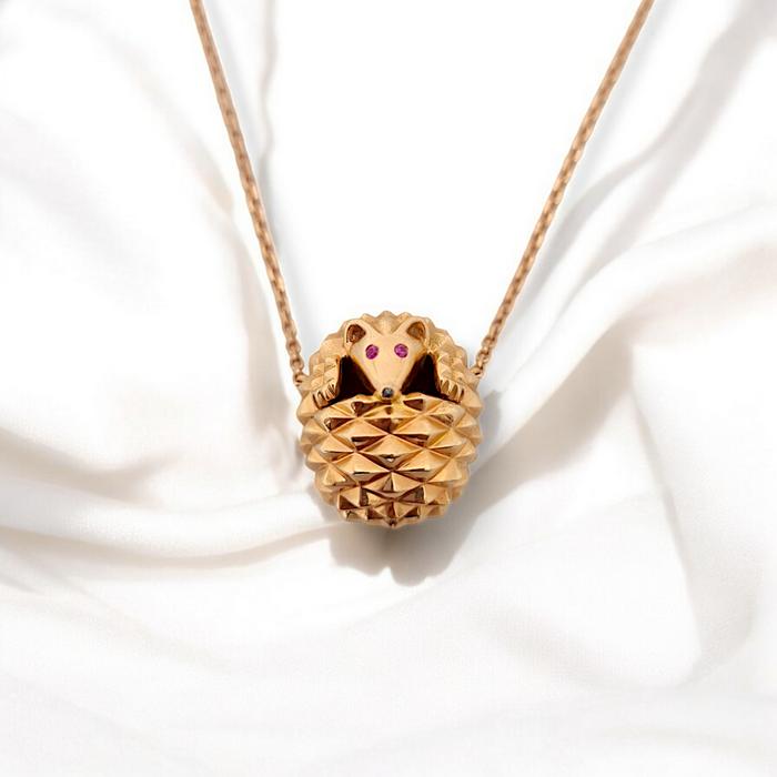Hedgehog Necklace 18K/Kalung Emas Landak Diamond Jewelry-375KBD1375RY-HT