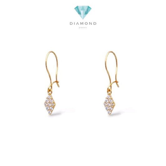 Rhombus Shaped Gold Hanging Earring 16K / Anting Gantung Emas Bentuk Belah Ketupat 16K / Diamond Jewelr / 433AMS103LS