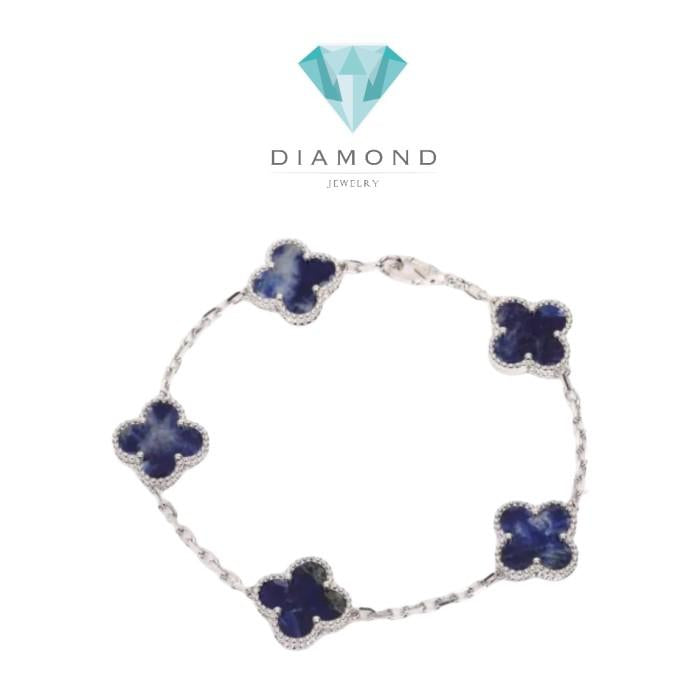 Pietersite clover bracelet 18k white gold -Diamond Jewelry