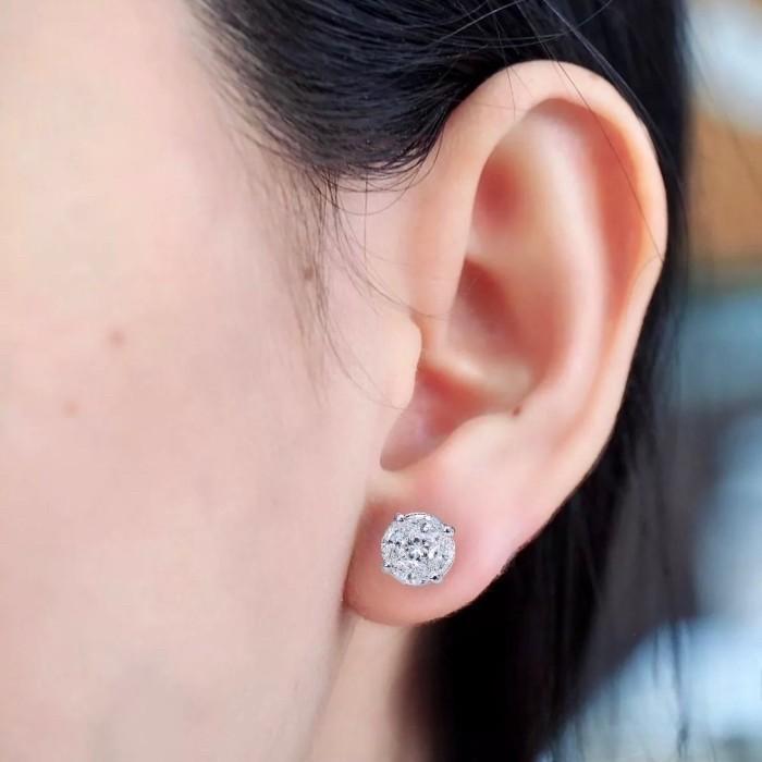 Esperansa diamond solitare earring 18k white gold-Diamond Jewelry