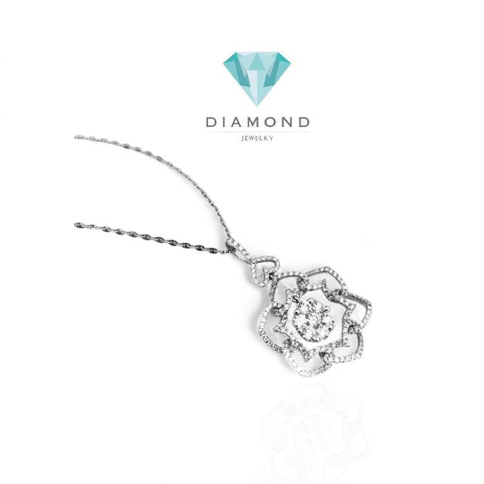 Kalung berlian bunga bulat 18K