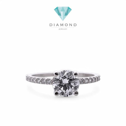 Cincin emas putih asli 18 krt swarozki Diamond Jewelry size(7-10)