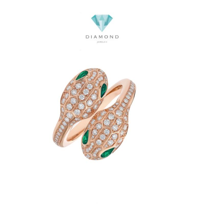 Serpenti Double Seduttori Rose Gold 18K/Cincin Berlian Ular gold-Diamond Jewelry-1CBD493LSNEW-HT