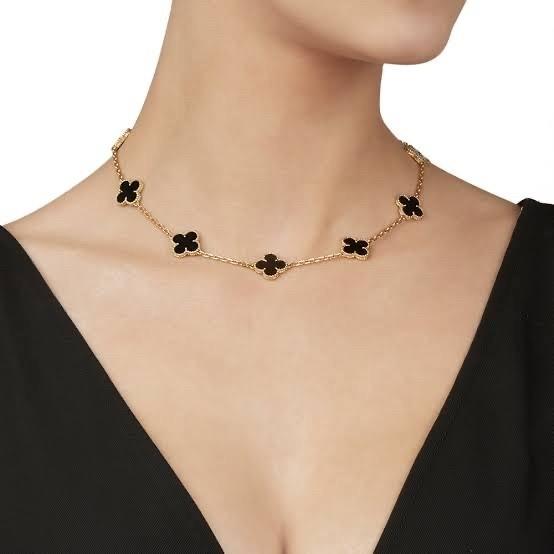 Clover Necklace 10 Vintage Onyx 18K Gold-Diamond Jewelry-85KBD160000AB-HT