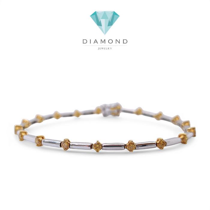 Diamond Bracelet Yellow Diamond tennis 18k white gold-Diamond Jewelry