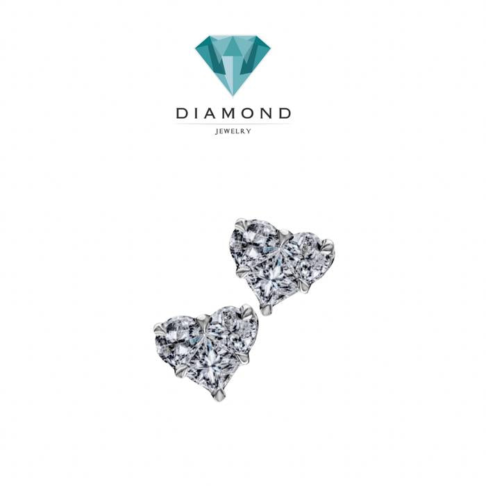 Heart stud diamond earring 18K gold Diamond Jewelry