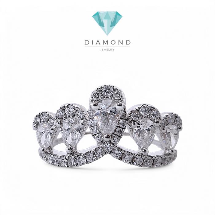 Crown Double stack Diamond Tear Ring 18K / cincin berlian tear stack duo ring/ Diamond Jewelry